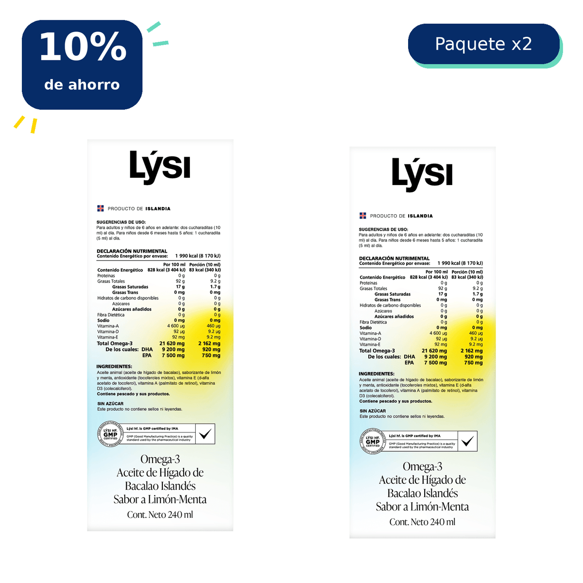 Lýsi Limón-Menta — Paquete de 2 botellas - LysiMexico